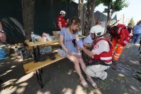 Woman receiving medical care