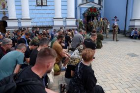 People say goodbye to the leader of "Plast", Maidan activist and company commander of the 72nd separate mechanized brigade, Roman Oryshchenko