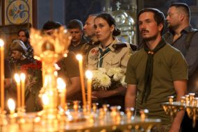 Farewell ceremony for the leader of "Plast", Maidanist and company commander of the 72nd separate mechanized brigade Roman Oryshchenko