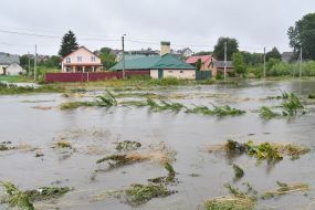Flooded houses in the village of Zubra, Lviv region