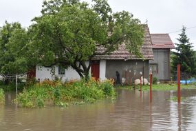Flooded houses in the village of Zubra, Lviv region