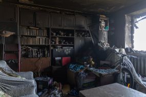 A room in a residential building in Odessa burned down after being hit by a drone