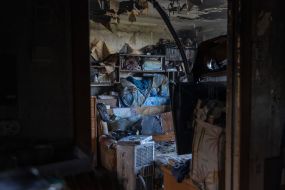 A room in a residential building in Odessa burned down after being hit by a drone