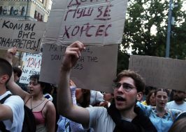 Participants in a protest against the Verkhovna Rada's adoption of a bill restricting the powers of the National Anti-Corruption Bureau and the Specialized Anti-Corruption Prosecutor's Office