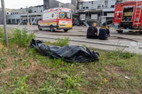 The body of a man who died as a result of shelling