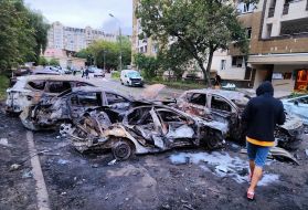 Cars burned as a result of the shelling of Kyiv