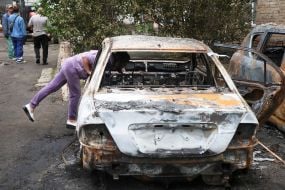 Cars burned as a result of the shelling of Kyiv
