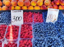 Raspberries and blueberries