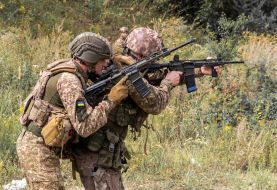 Infantrymen of the operational battalion of the 13th brigade of the Charter National Guard during training in the Kharkiv region