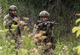 Infantrymen of the operational battalion of the 13th brigade of the Charter National Guard during training in the Kharkiv region