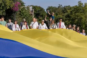 A 34-meter flag of Ukraine was unfurled