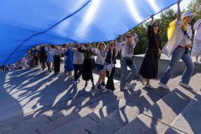 A 34-meter flag of Ukraine was unfurled