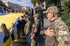 A 34-meter flag of Ukraine was unfurled