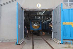 Поезда метро в депо КП "Киевский метрополитен" в Киеве