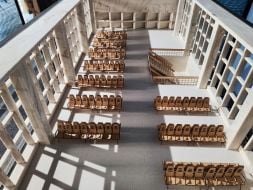 The work "Waiting Room" (2023) is by the Open Group of Ukrainian Artists Yuriy Biley, Pavlo Kovach and Anton Varga