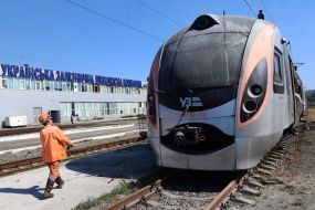 Significantly damaged Intercity+ high-speed train in the high-speed train fleet in Kyiv