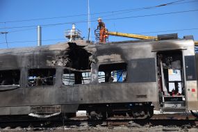 Significantly damaged Intercity+ high-speed train in the high-speed train fleet in Kyiv