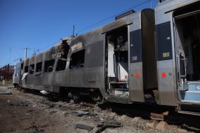 Significantly damaged Intercity+ high-speed train in the high-speed train fleet in Kyiv