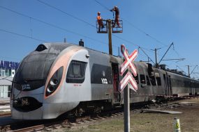 Significantly damaged Intercity+ high-speed train in the high-speed train fleet in Kyiv
