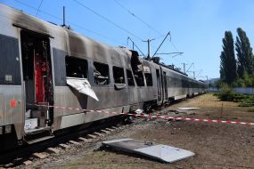 Significantly damaged Intercity+ high-speed train in the high-speed train fleet in Kyiv