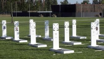 Temporary gravestones at the National War Memorial Cemetery