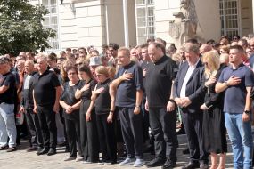 Yaryna Parubiy, Ulyana Parubiy, Andriy Sadovy, Ruslan Stefanchuk and Oleksandr Kornienko
