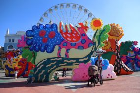 Installations in honor of Maria Prymachenko on Kontraktova Square in Kyiv