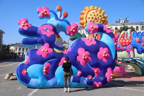 Installations in honor of Maria Prymachenko on Kontraktova Square in Kyiv