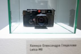 The camera of documentary photographer and photojournalist Oleksandr Hlyadelov