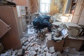 Последствия прямого попадания дрона в здание Национального фармацевтического университета