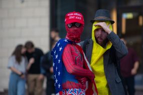 Animators in costumes in the center of Kyiv