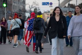Animators in costumes in the center of Kyiv