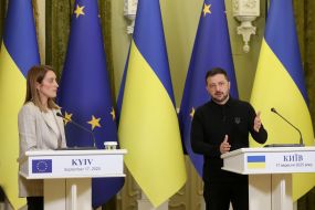 Meeting of Volodymyr Zelenskyy and Roberta Metsola with media representatives