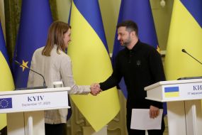 Meeting of Volodymyr Zelenskyy and Roberta Metsola with media representatives