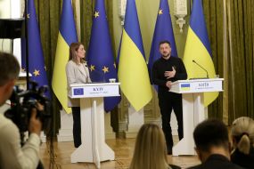 Meeting of Volodymyr Zelenskyy and Roberta Metsola with media representatives