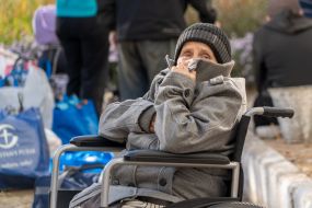 Elderly woman in a wheelchair