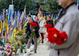 Graves of fallen soldiers on the Hill of Glory in Uzhgorod