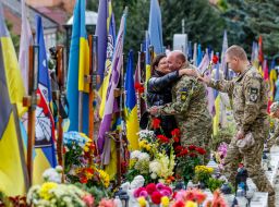 Graves of fallen soldiers on the Hill of Glory in Uzhgorod