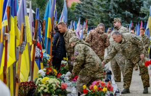 Graves of fallen soldiers on the Hill of Glory in Uzhgorod