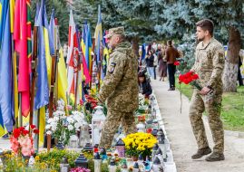 Graves of fallen soldiers on the Hill of Glory in Uzhgorod