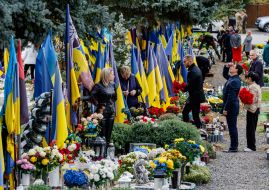 Graves of fallen soldiers on the Hill of Glory in Uzhgorod