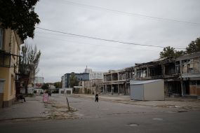 Destroyed building in Kherson