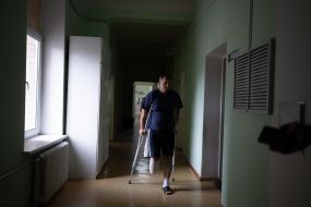 A wounded man in a Kherson hospital