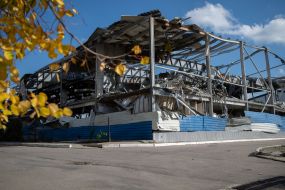 Destroyed building in Kherson
