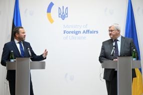 овместная пресс-конференция министров иностранных дел Эстонии и Украины Маргуса Тсахкны и Андрея Сибиги в Киеве