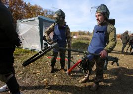 Veterans wear protective gear