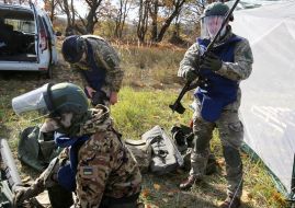 Veterans wear protective gear