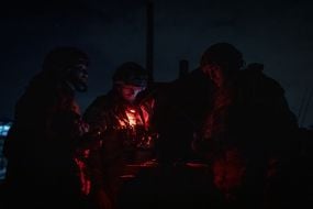 Військовослужбовці вогневої групи штурмового полку «Цунамі» бригади національної поліції «Лють» захищає повітряний простір над Одесою