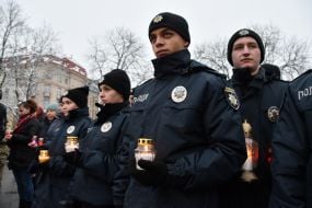 Participants of the Light a Candle campaign in Lviv