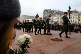 Farewell to fallen servicemen Myroslava Kopcha and Artur Vilchynsky